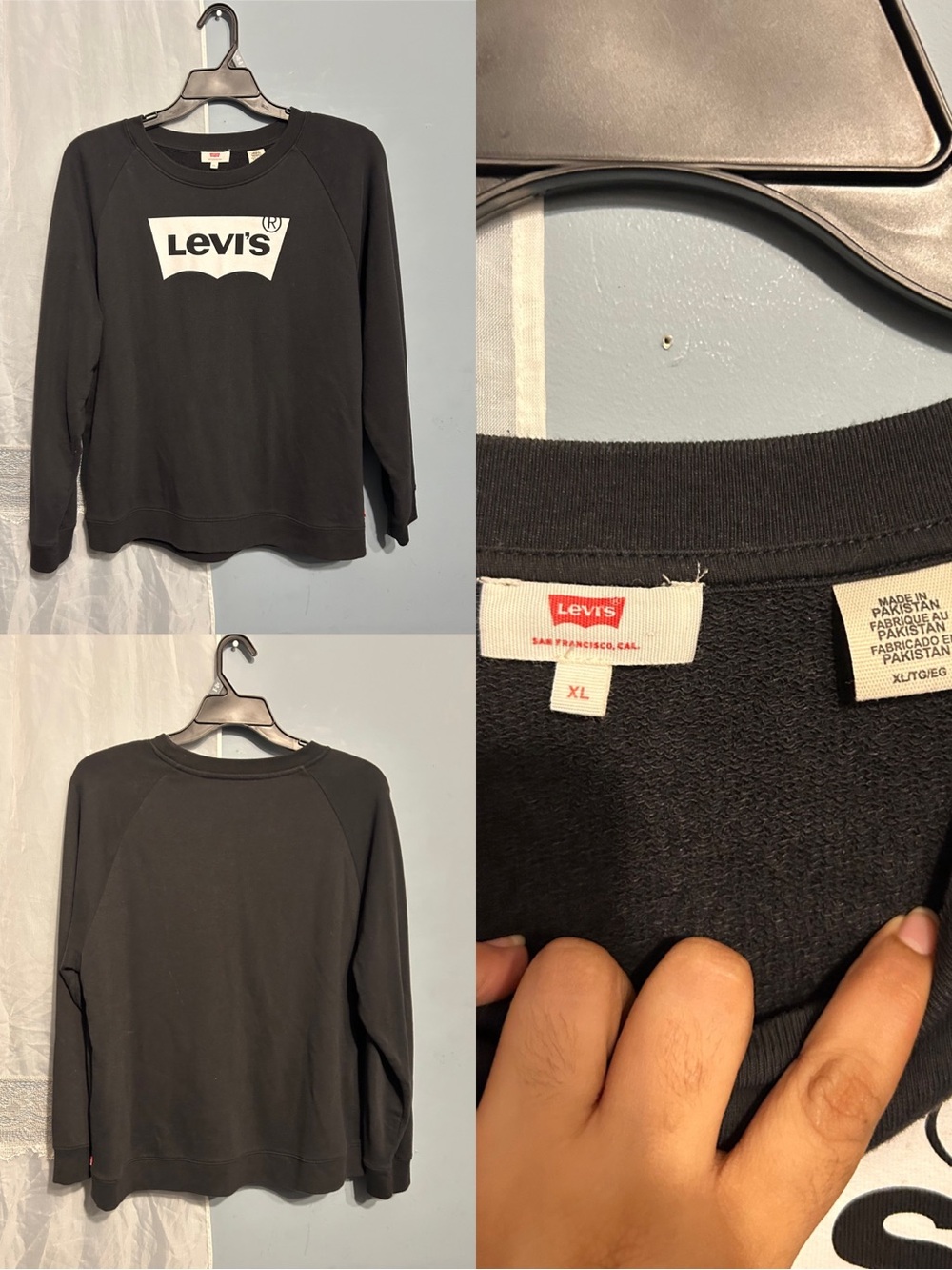 Levi's Black Crewneck Sweatshirt with White Logo